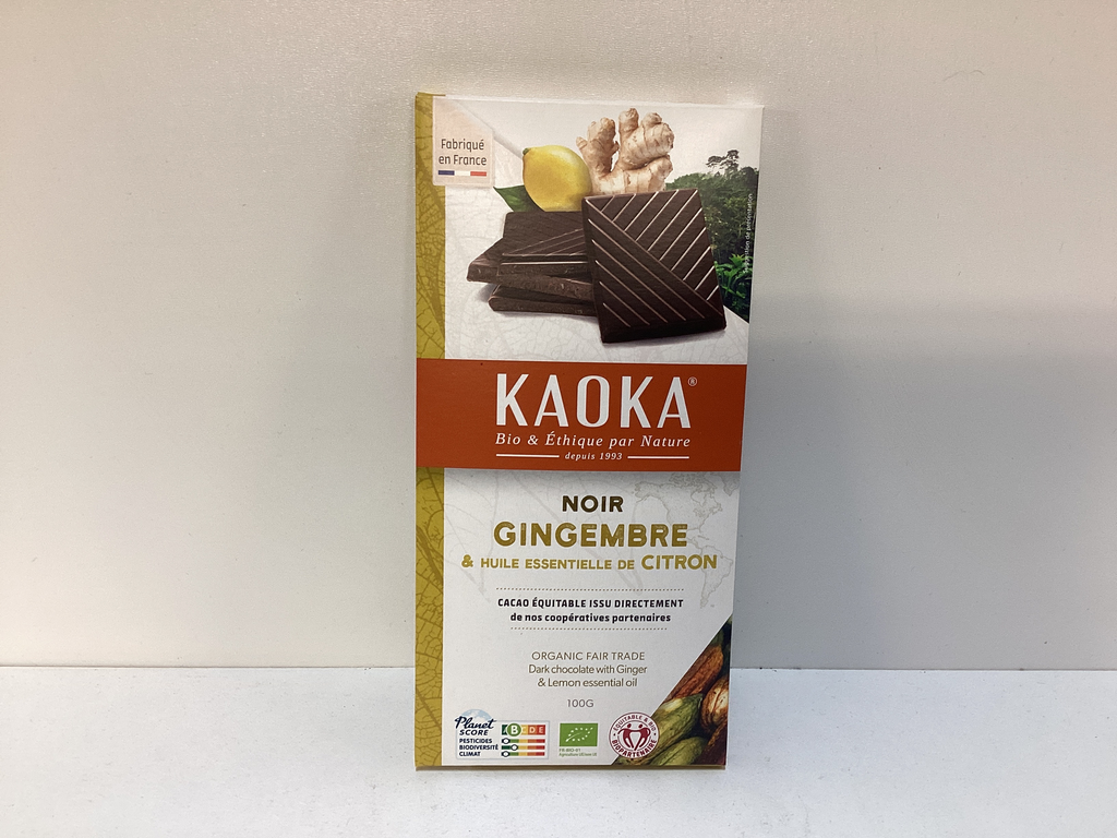 Kaoka chocolat Noir gingembre et citron