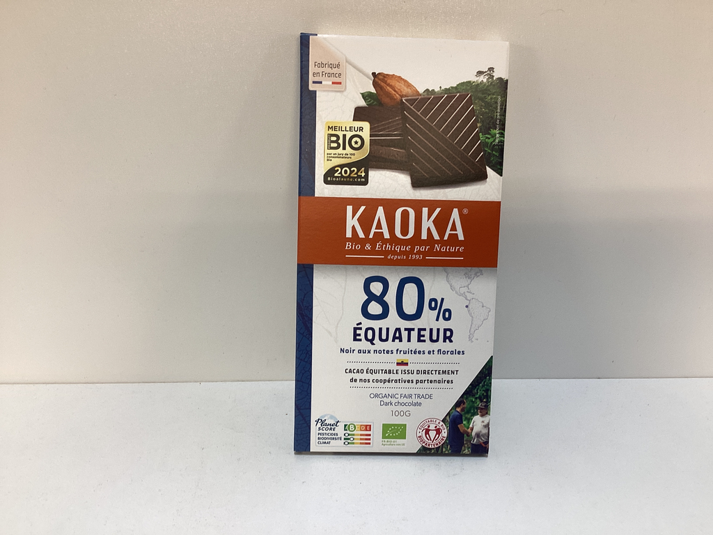 Kaoka chocolat Noir 80% équateur (100g)