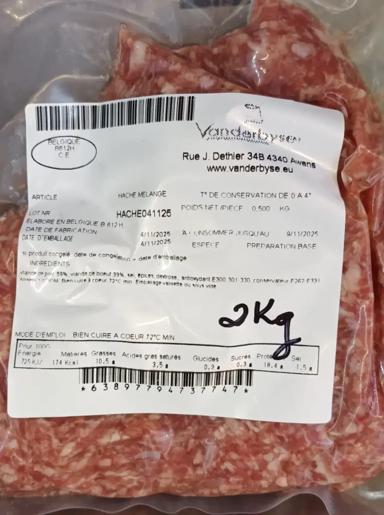 Haché de porc boeuf (500g)