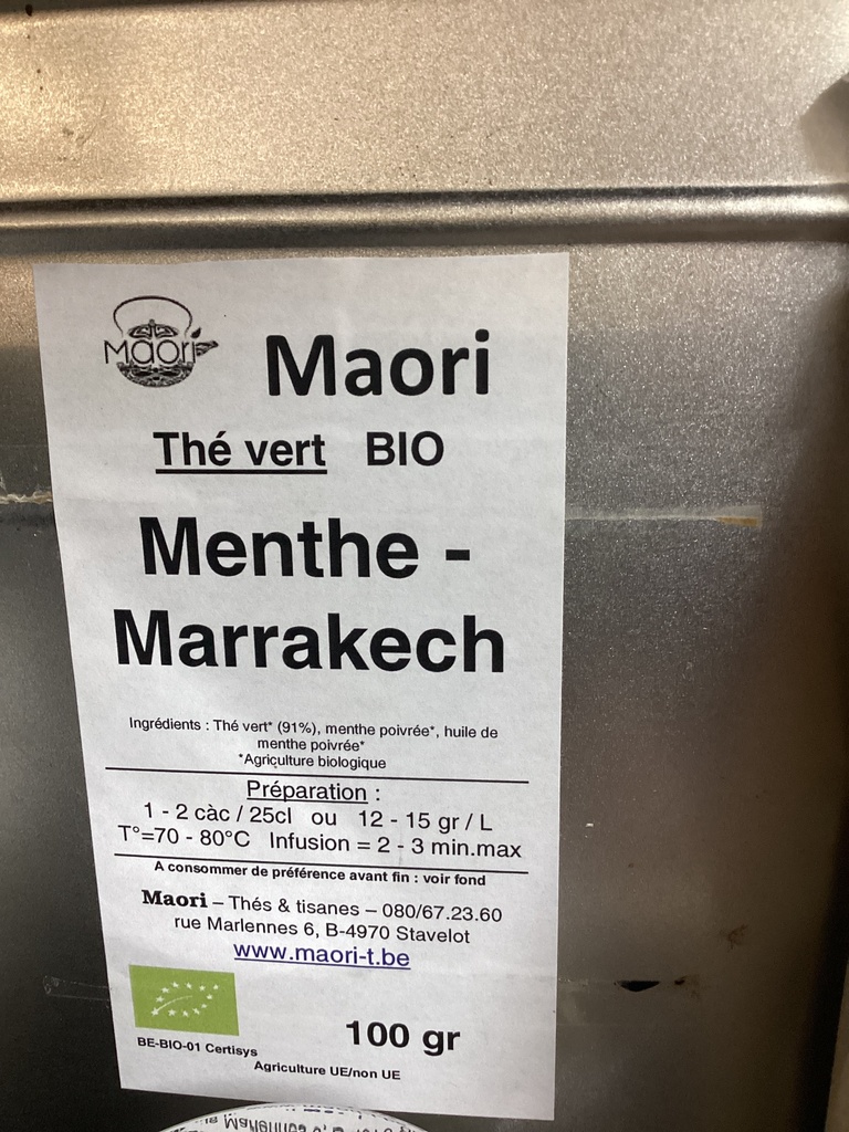 Thé vert bio Menthe Marrakech maori