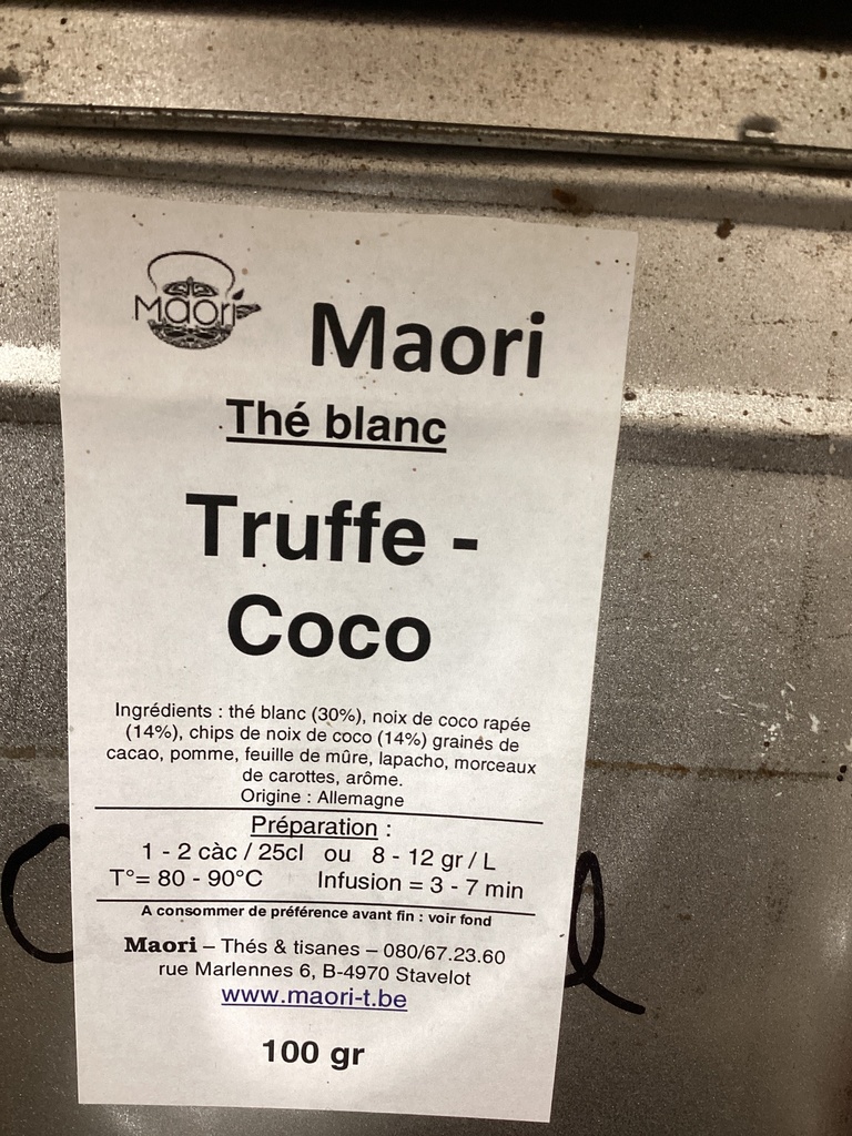 Thé blanc truffe coco maori