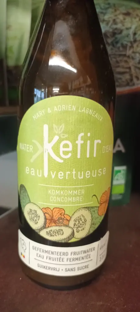 Eau fruitée fermentée kéfir concombre sans sucre 33cl