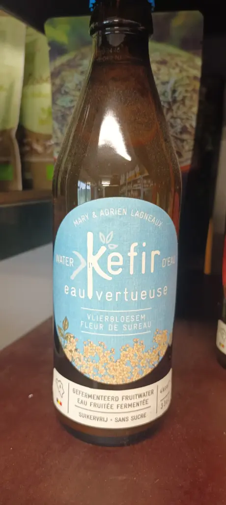 Eau fruitée fermentée kéfir fleur de sureau sans sucre 33cl