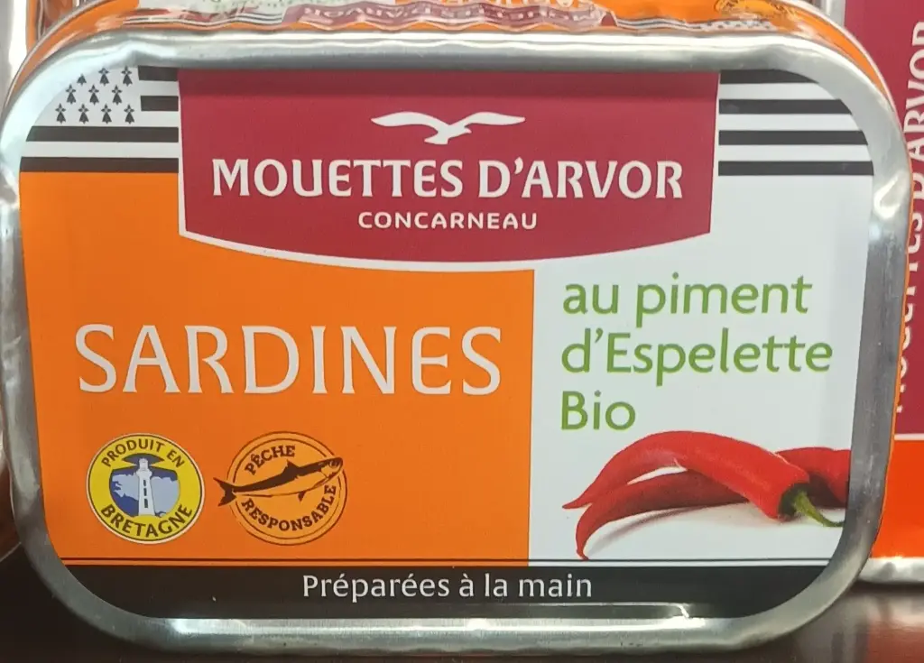 Sardines à l’huile d’olive vierge extra bio et aux piment d’Espelette