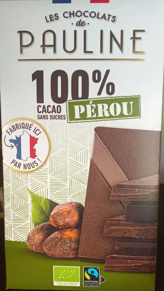 Chocolat noir 100% cacao du Pérou (Pauline)