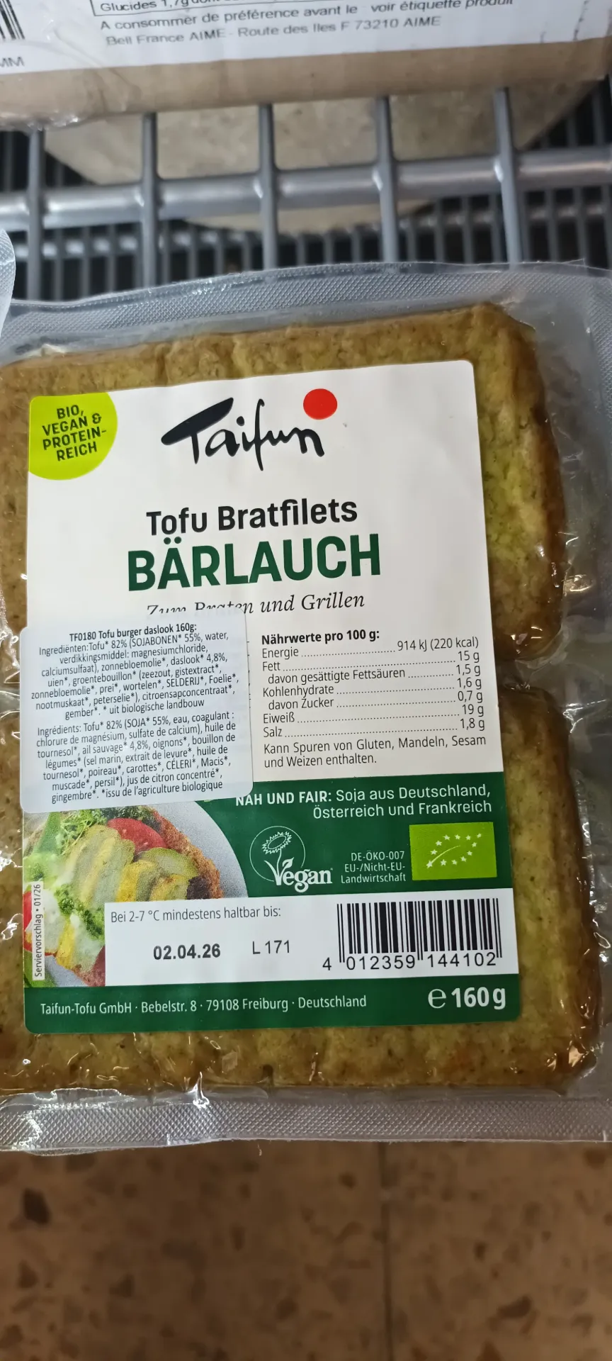 Taifun filets de tofu ail sauvage bio 160g