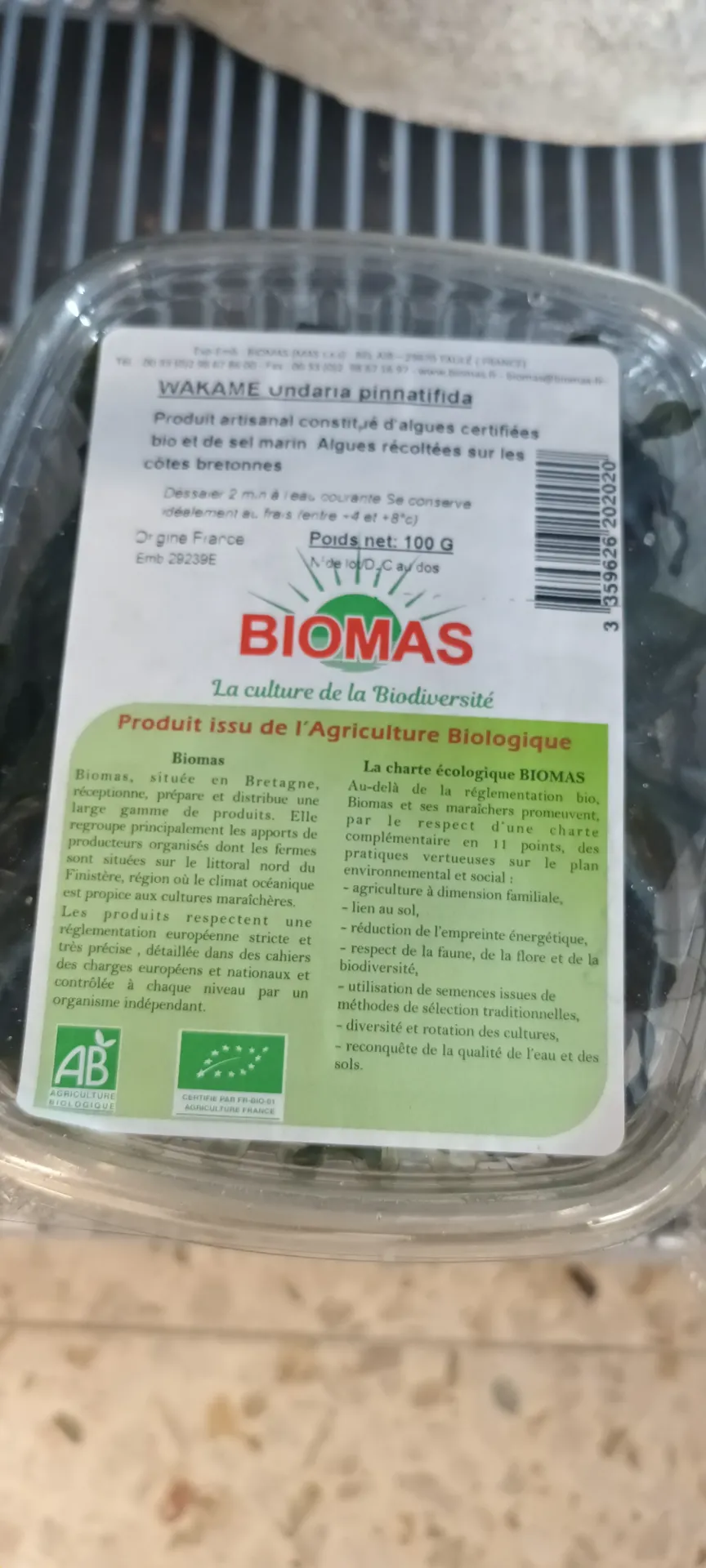 Wakamé (undaria pinnatifida) algues brunes