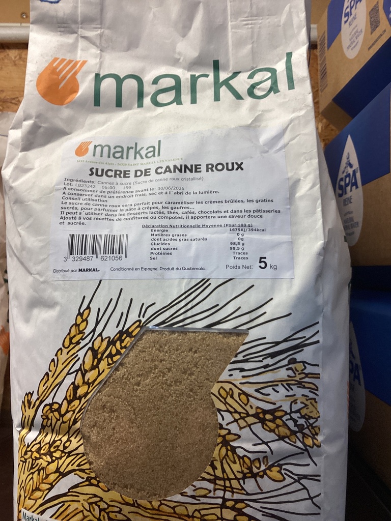 Sucre de canne roux 5kg bio