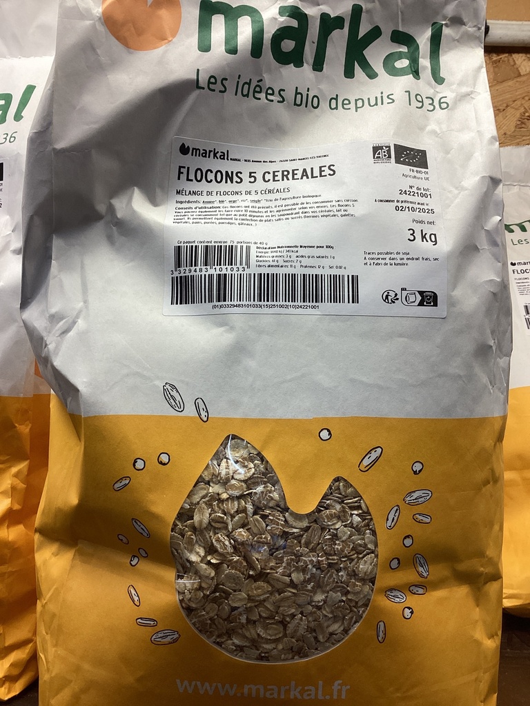 Flocons 5 céréales 3kg bio