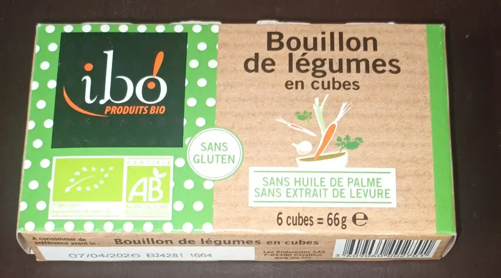 Cubes de bouillon de légumes (sans gluten)