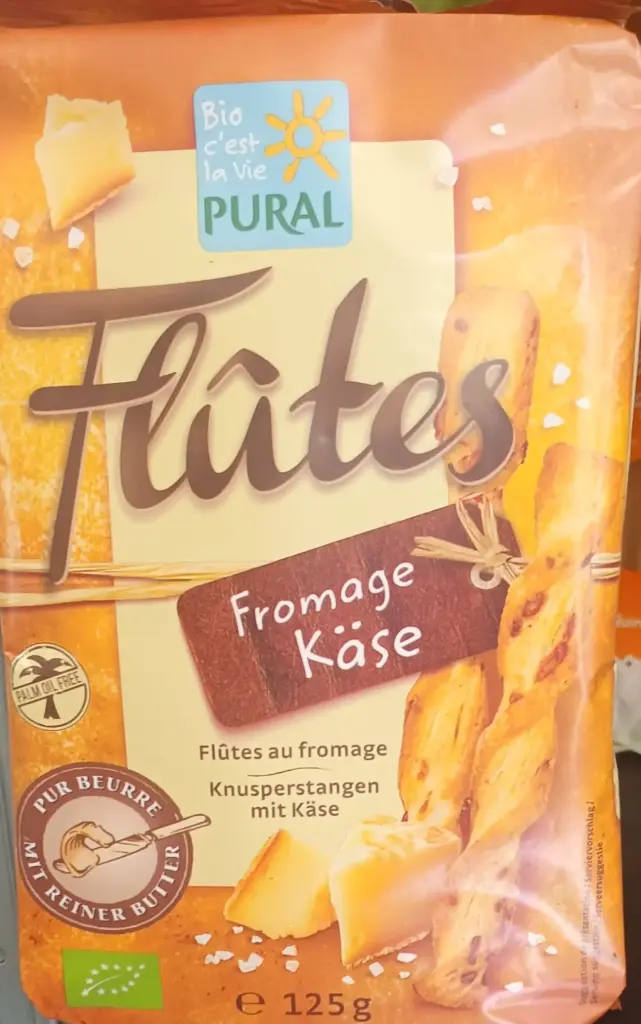 PURAL Flûtes au fromage pour l'apéritif bio 125g