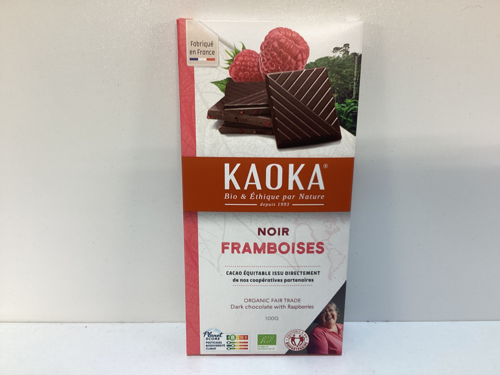 Kaoka chocolat Noir éclats de framboise