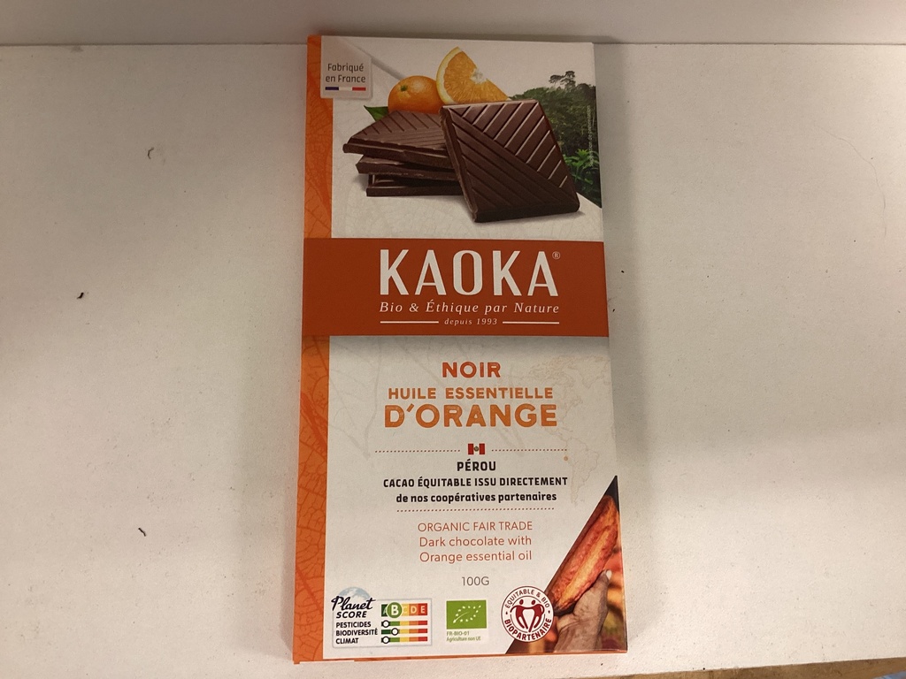 Kaoka chocolat Noir huile essentiel d’orange