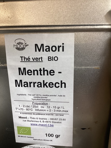 Thé vert bio Menthe Marrakech