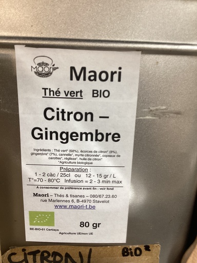 Thé vert bio citron gingembre