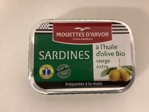 Sardines à l’huile d’olive bio vierge extra