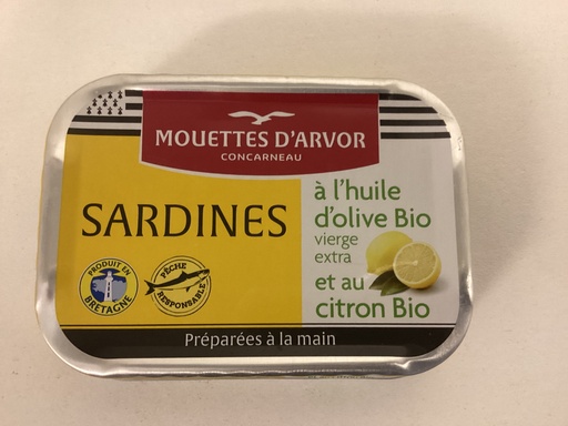 Sardines à l’huile d’olive bio vierge extra et au citron bio
