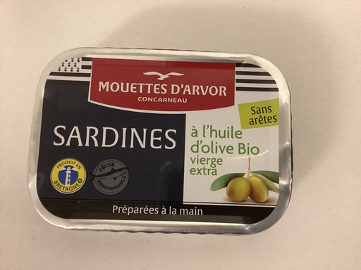 Sardines sans arêtes à l’huile d’olive extra vierge bio