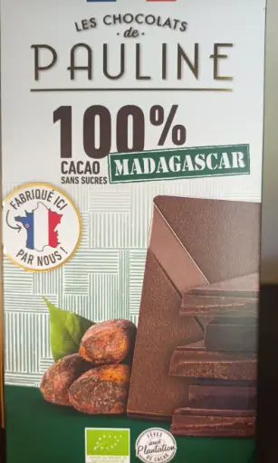 Chocolat noir 100% cacao de Madagascar (Pauline) 